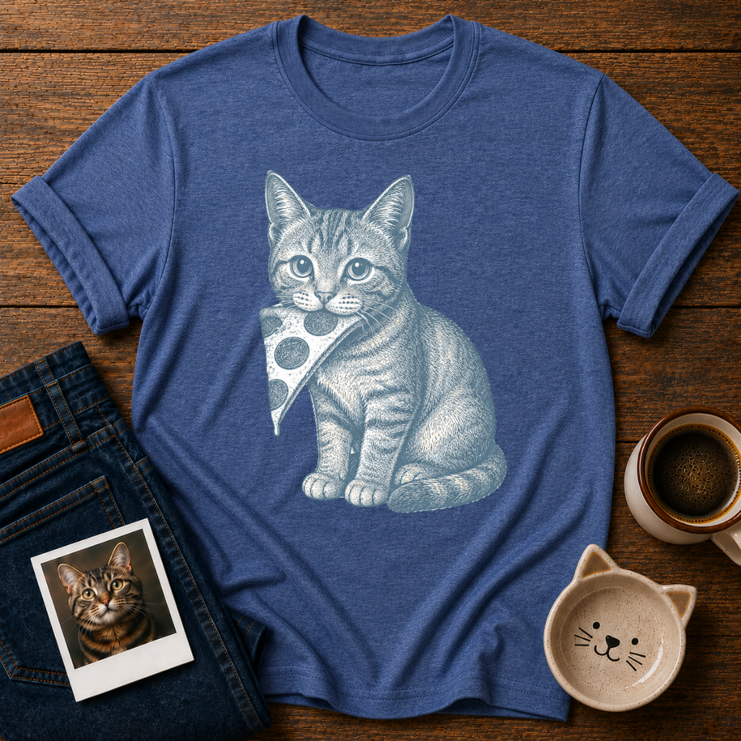 Pizza Thief Cat T-Shirt