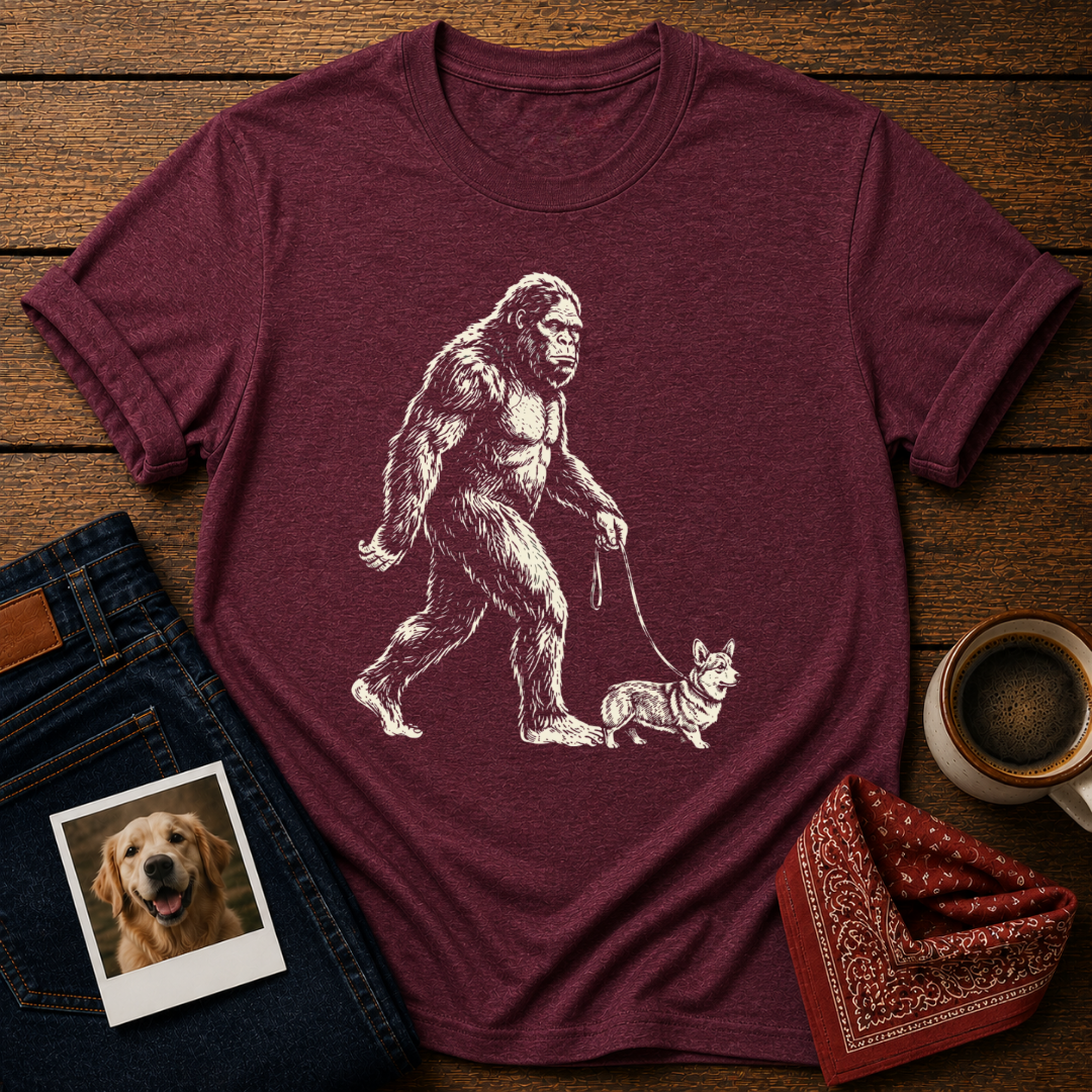 Bigfoot and Corgi T-Shirt