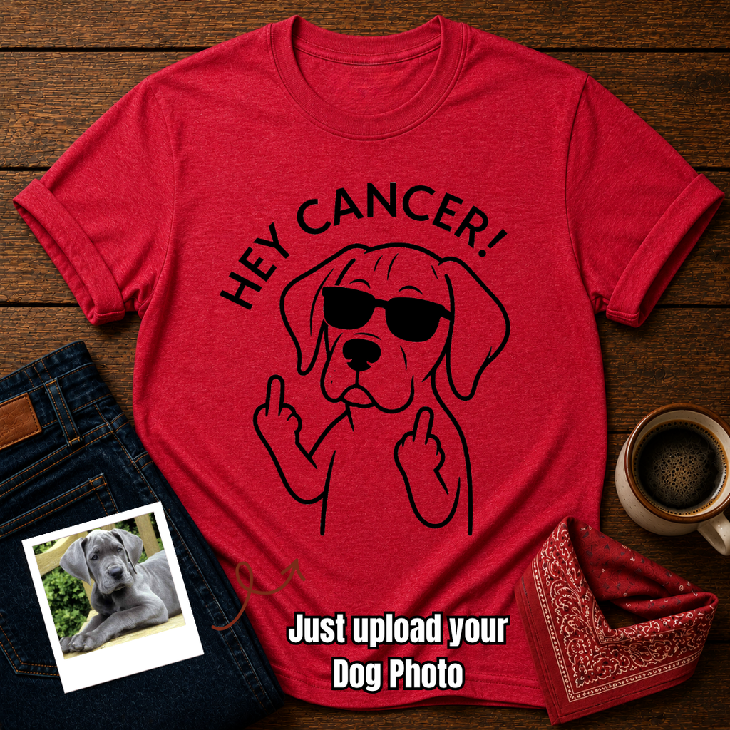 Custom Photo “Hey Cancer” Dog T-Shirt