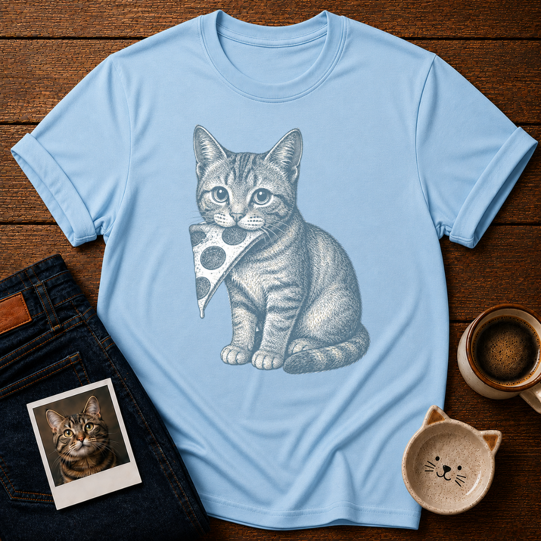 Pizza Thief Cat T-Shirt