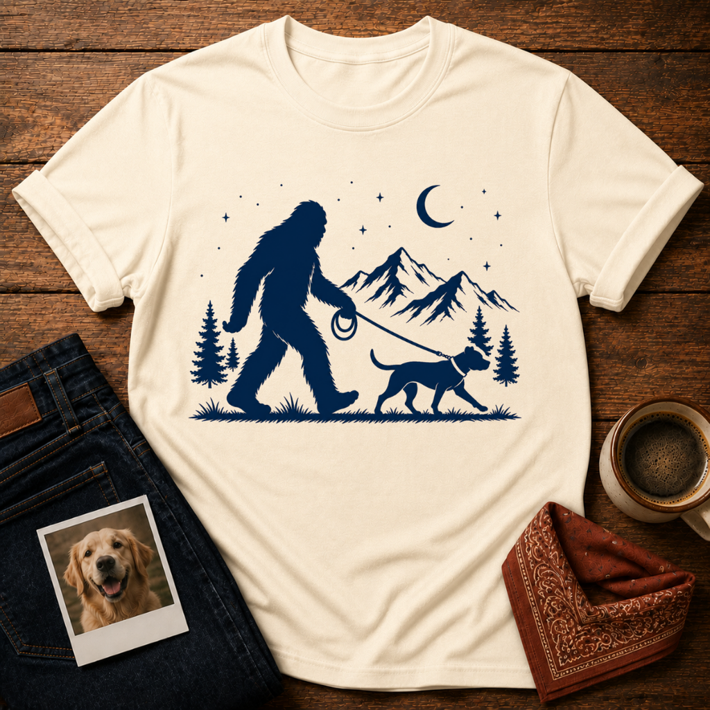 Bigfoot Has A Dog Too T-Shirt