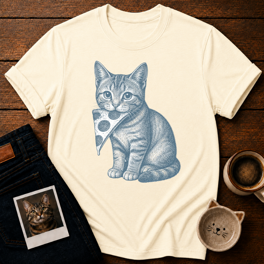 Pizza Thief Cat T-Shirt