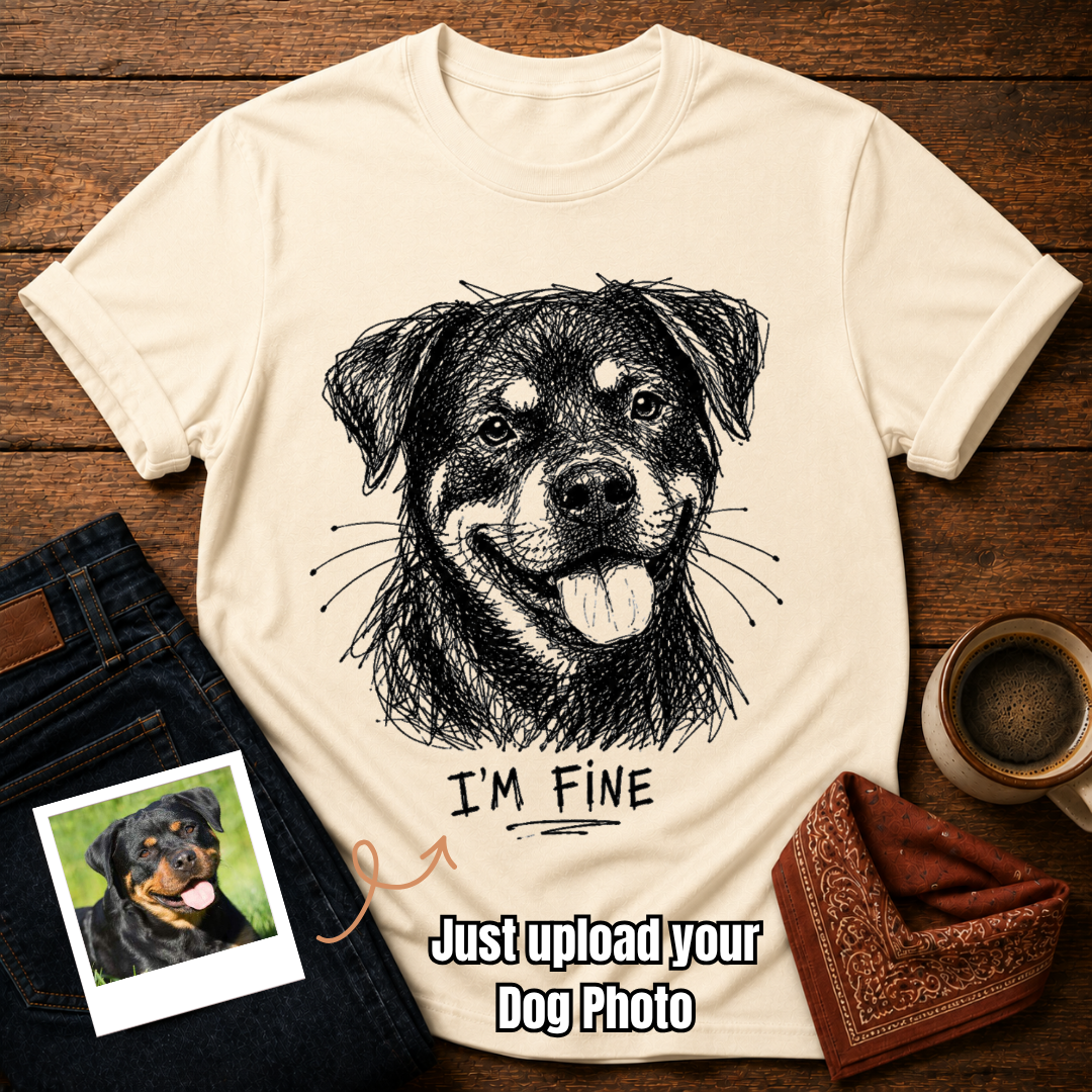 Custom Photo “I’m Fine” Dog T-Shirt