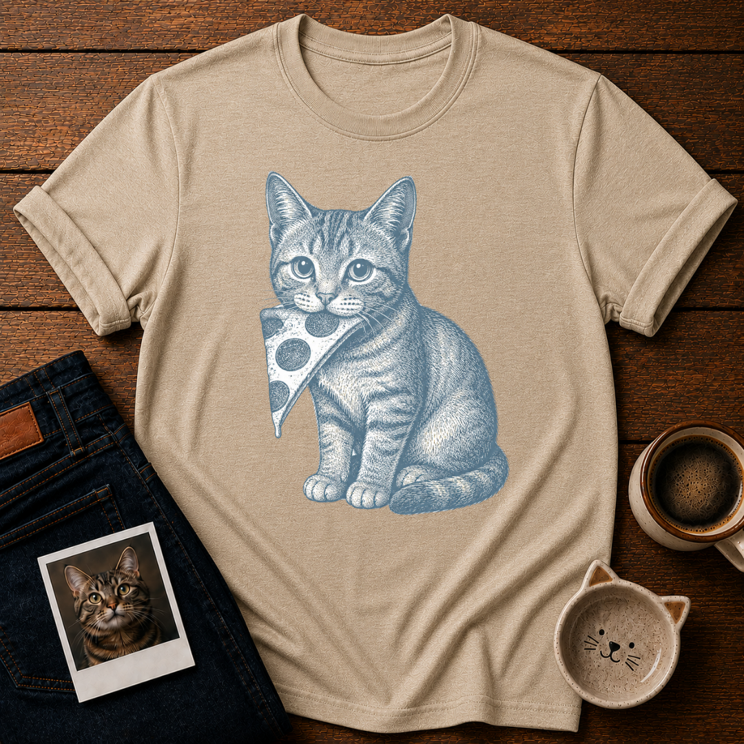 Pizza Thief Cat T-Shirt