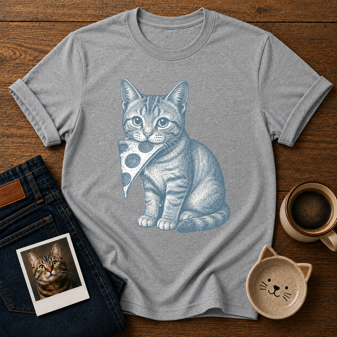 Pizza Thief Cat T-Shirt