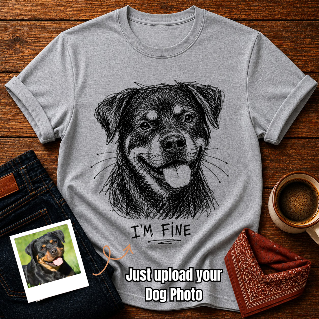 Custom Photo “I’m Fine” Dog T-Shirt