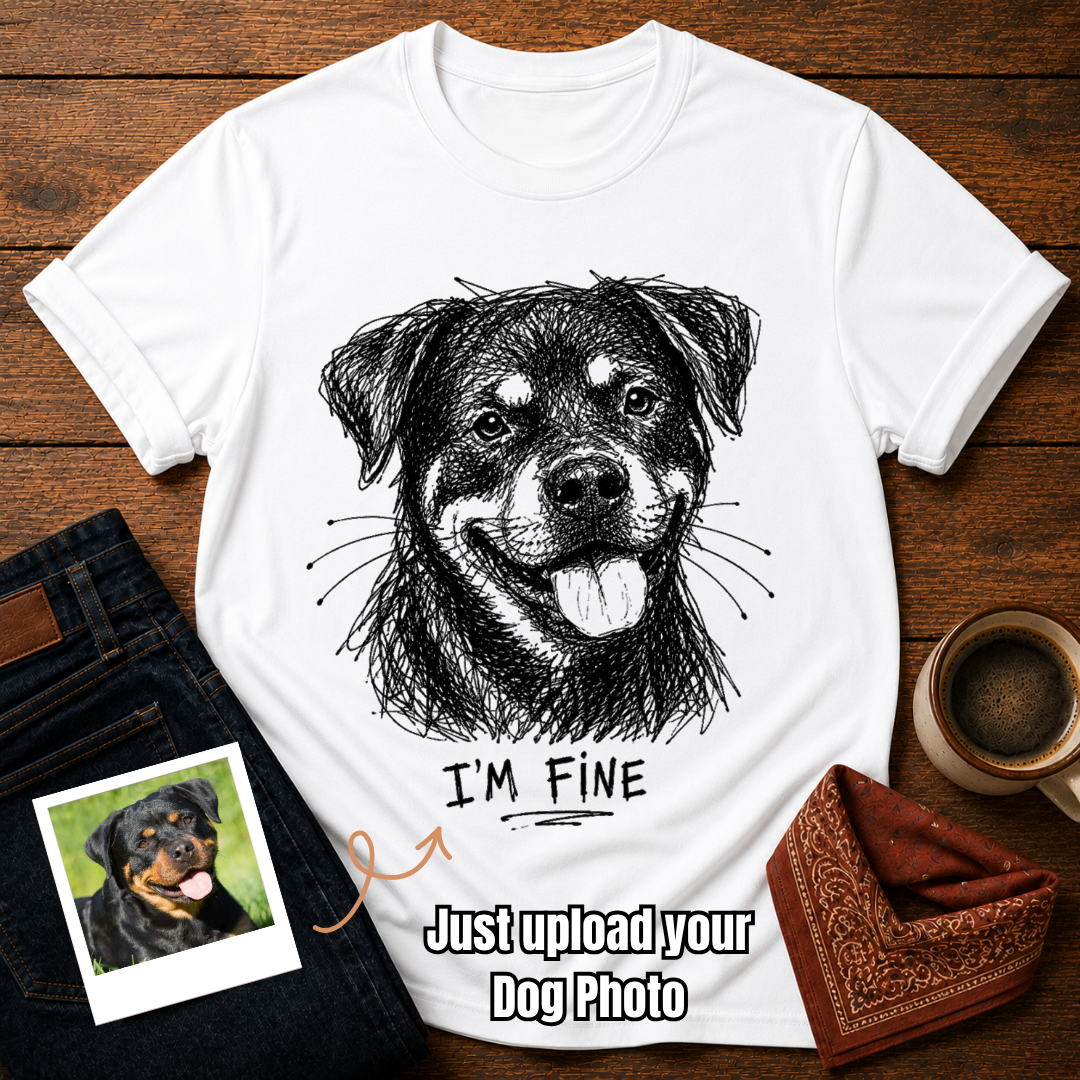 Custom Photo “I’m Fine” Dog T-Shirt