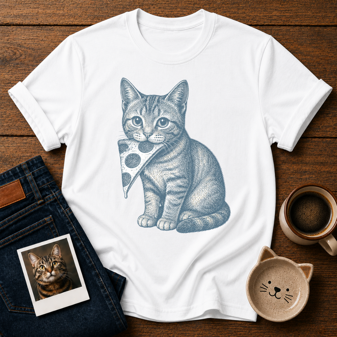 Pizza Thief Cat T-Shirt